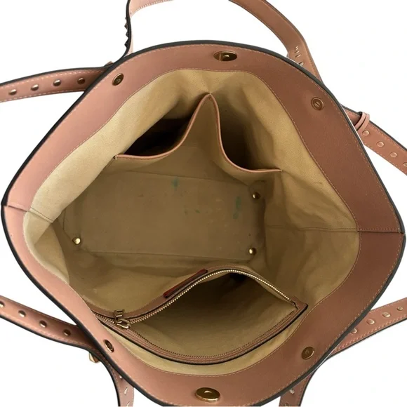 VALENTINO GARAVANI Love Stud Calfskin Leather Tote Pink - Picture 10 of 15